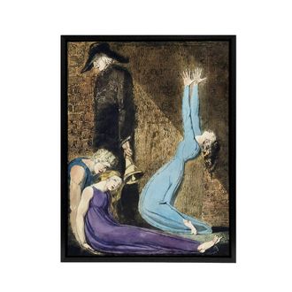Artery8 Supine Woman Man with Bell William Blake Framed Canvas Wall Art Print | Size: W24 x H32