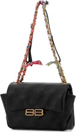Balenciaga Womens Chain Shoulder Bag Black Calf