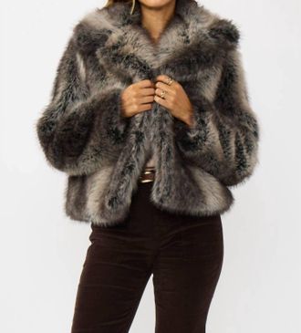 Lovestitch Ombre Faux Fur Jacket In Charcoal
