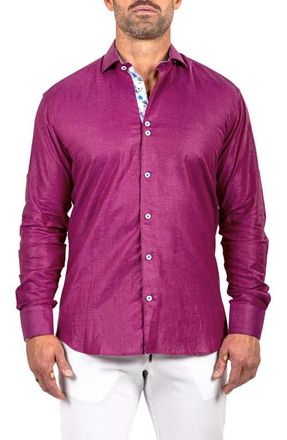 Maceoo Eins Marthy Contemporary Fit Button-Up Shirt in Dark Pink at Nordstrom, Size 3
