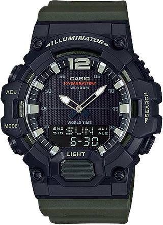 Casio Mens Heavy-Duty Analog-Digital Watch with Green Dial - HDC-700-3AV