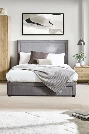 Julian Bowen Mayfair Upholstered Storage Bed with 4 Drawers in Grey | Size: Super King