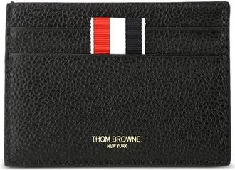 Thom Browne Leren kaarthouder met kiezelnerf - Heren - Portefeuilles - Zwart - ONE Size - Leer - Accessoires