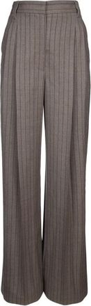 Brunello Cucinelli Womens Taupe Wool Wide Leg Trousers, Size 40