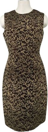 Carmen Marc Valvo Womens Sleeveless Lace Midi Dress In Gold