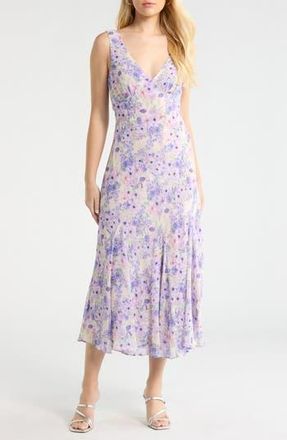 ASTR the Label Symone V-Neck Maxi Sundress in Purple Floral at Nordstrom Rack, Size X-Large