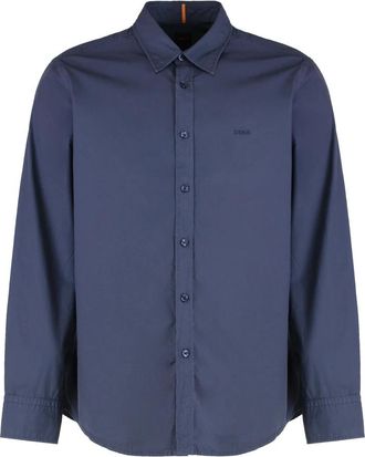 HUGO BOSS Regular-fit shirt in cotton poplin - Heren - Casual Overhemden - Blauw - XS - Katoen - Overhemden