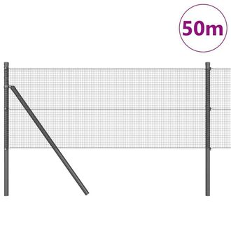 Berkfield Home Durable Welded Wire Fence with 13 Posts Grey 0.4x50 m Steel
