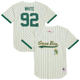 Mitchell & Ness Mens Mitchell & Ness Reggie White Cream Green Bay Packers Name & Number Mesh Button-Up Baseball Jersey at Nordstrom, Size Small
