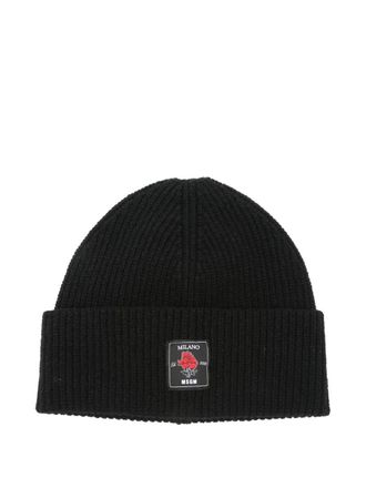 Msgm Rose-Patch Ribbed Beanie Accessories