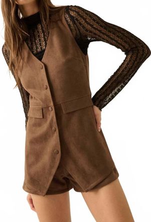 Promesa Faux Suede Vest Romper In Brown