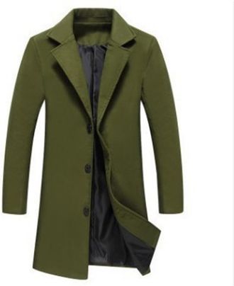 Generic Mens Long Trench Coat UK Sale Winter Jackets Coat Wool Coat Mid Length Trench Coats Slim Fit Notched Stand Collar Overcoat Wool & Cashmere Warm Winter