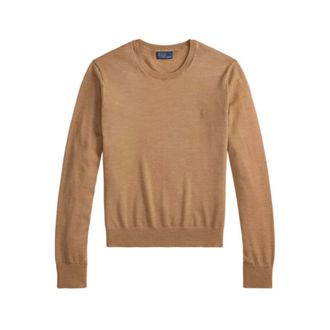 Ralph Lauren Truien & Vesten, Dames, Bruin, 2Xs, Wol, Wollen trui met ronde hals