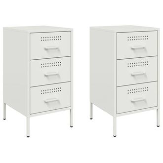 Berkfield Home Bedside Cabinets 2 pcs White 36x39x68 cm Steel | Size: 36 x 39 x 68 cm