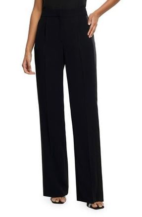 River Island Satin Stripe Crepe Straight Leg Pants in Black at Nordstrom Rack, Size 6