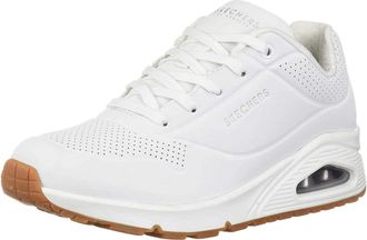 Skechers Womens Uno Stand on Air Sneaker, White With Rubber Sole, 6.5 UK