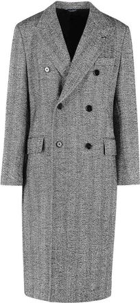 Dolce & Gabbana Fantasia Long Grey Virgin Wool Coat