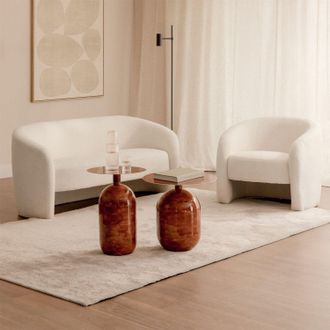 Sklum Conjunto De Sal&oacute;n Con Sof&aacute; De 2 Plazas Y Sill&oacute;n En Borreguito Gombren Sklum