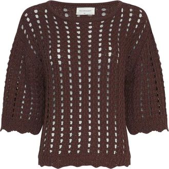 Moss Copenhagen Fairyn Pullover Sweatshirt - Dames - Ronde hals truien - Bruin - Xs/S - Katoen - Truien & Vesten