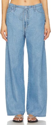 LnA Gia Tie Waist Pant In Faded Blue