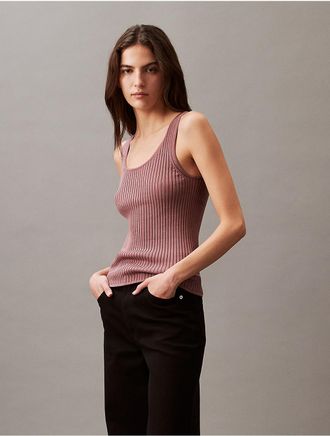 Calvin Klein Jeans Calvin Klein Womens Smooth Cotton Rib Sweater Tank Top - Brown - XS