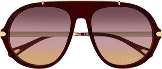 Chlo&eacute; 58mm Gradient Round Sunglasses in Burgundy at Nordstrom
