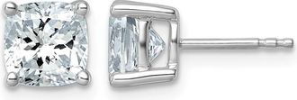 Diamond2Deal 14k White Gold 3 ctw Cushion Cut Lab Grown Diamond Stud Earrings