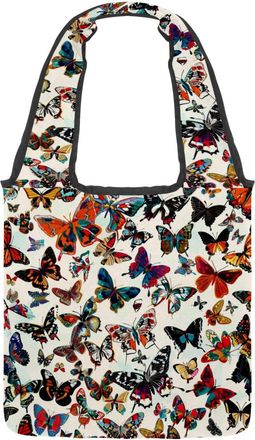 Generic Art Muiti Butterflies Reversible Canvas Shoulder Tote - Double-Sided Print, 12oz Cotton, 27cm Drop, Fold-Flat Bag for Travel, Shopping, Street Outings