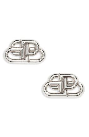 Balenciaga Interlocking Logo Stud Earrings in 0668 Silver at Nordstrom