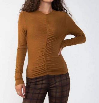 Sanctuary Long Sleeve Ruched Top In Spice