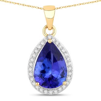 Diana M. Jewels Tanzanite ( AAA ) Pears 12.70x8.80mm ( Height: 4.70mm ) - 1Pc + White Diamond F/C Round 1.20mm( I1-I2/I color ) - 30Pcs ( J Back ) ( White Pen Rhodium