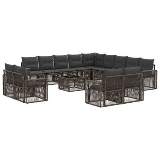 vidaXL Conjunto De Sof&aacute;s De Jard&iacute;n 14 Pcs Gris Y Gris Oscuro Vidaxl