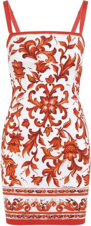 Dolce & Gabbana Kleedjes, Dames, Veelkleurig, M, Charmeuse Maiolica Mini Jurk