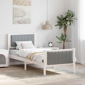 vidaXL Bed frame White and light grey 80 x 200 cm Solid pine wood vidaXL