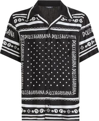 Dolce & Gabbana Casual Katoenen Overhemd in Blauw - Heren - Korte mouwen Overhemden - Blauw - XL - Katoen - Overhemden