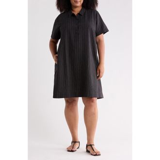 Eileen Fisher Pinstripe Shift Dress in Black/white at Nordstrom, Size 3X