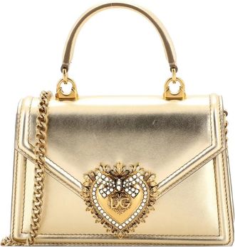 Dolce & Gabbana Borsa a tracolla Devotion piccola in pelle - Oro