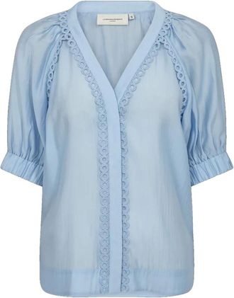Copenhagen Muse Overhemden, Dames, Blauw, M, Polyester, Elegante Cashmere Blue Kant Shirt