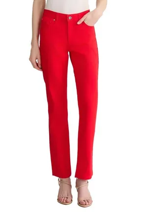 Jones New York Lexington Crop Straight Leg Pants in Rouge at Nordstrom, Size 16