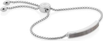 Monica Vinader Sterling Silver Baja Skinny Friendship Chain Bracelet Grey Agate