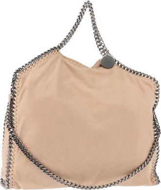 Stella McCartney Stella Mccartney Falabella Fold Over Bag Faux Suede Beige Suede Bag (Pre-Owned)