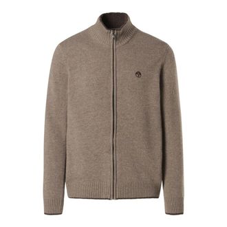 North Sails Cardigans, male, Beige, Size: XL Full Zip 7GG Knitwear