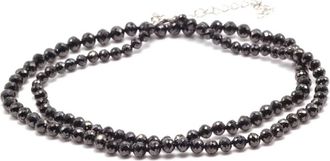 Pompeii3 121 Ct Black Diamond Faceted Bead Necklace 22 14k Yellow Gold