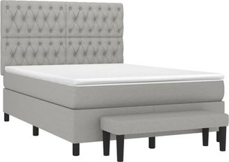 vidaXL Vidaxl - Cama Box Spring Con Colch&oacute;n Tela Gris Claro 140x190 Cm