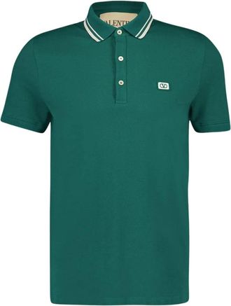 Valentino Garavani Piqu&eacute; polo shirt van katoen met VLogo-patch - Heren - Polos - Groen - S - Katoen - Tops