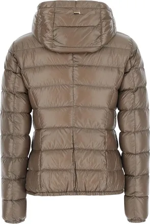 Herno Womens Hooded Short Puffer Jacket Giada Beige Polyamide