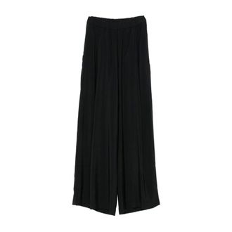 Gentryportofino Wide Trousers, female, Black, Size: 2XS Pleated Elastic-Waist Trousers