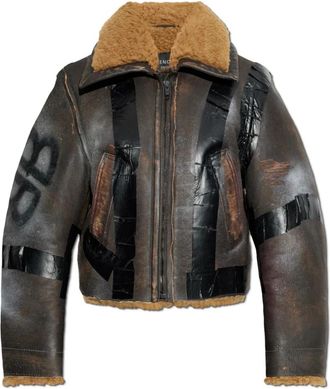 Balenciaga Shearling jas met vintage effect - Dames - Leren en Su&egrave;de Jassen - Bruin - S - Katoen - Jassen