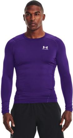 Under Armour Mens HeatGear Armour Comp L/S T-Shirt - Purple/White Size 3XL