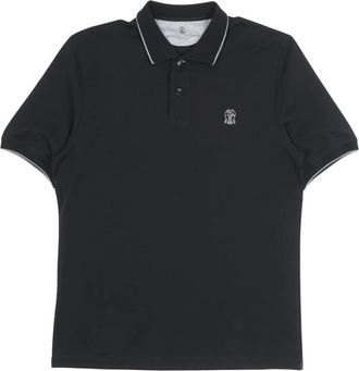 Brunello Cucinelli Tops, Heren, Zwart, M, Polo Shirts